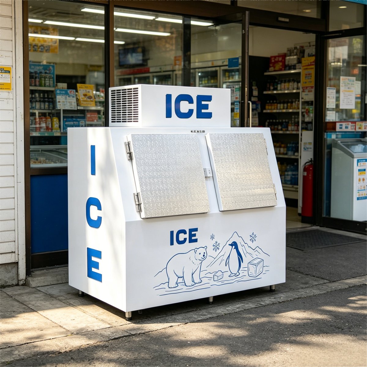 C-Vertical Double Swing Door Ice Storage Freezer with Fast Cooling System for Milk Tea Shop & Bar