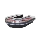 Large U-Type Central Island Meat Showcase Air Curtain Energy Saving Fresh Raw Meat Refrigerated Counter for Grocery Retail Mall