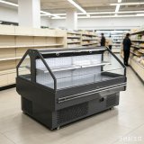 Double Layer Curved Glass Meat Cooler Adjustable Shelves Deli Display Case for Grocery Store