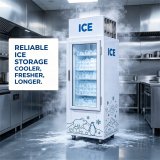 C-Custom ICE Pattern Single Door Ice Storage Freezer Fast Direct Cooling Vertical Commercial Ice Holding Cabinet