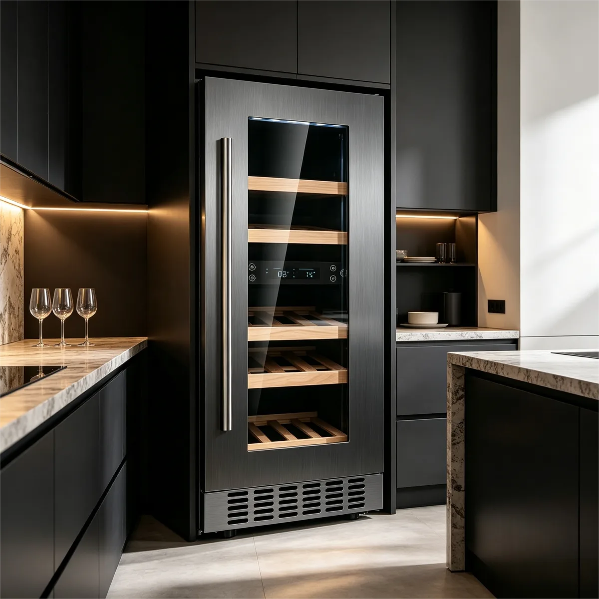G-Reversible Door Stainless Steel Wine Cooler With Door Alarm