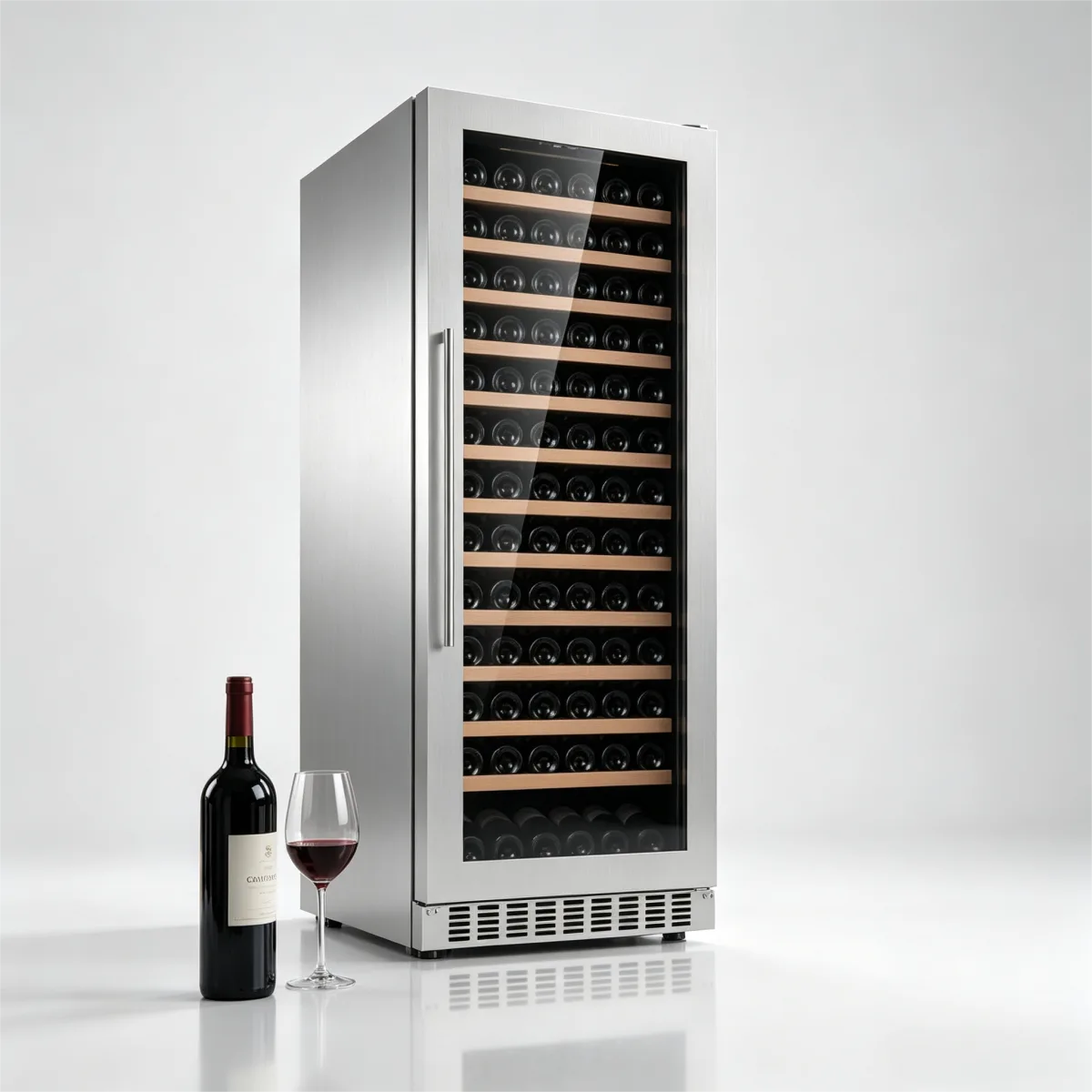 C-318L Vertical Built-in Wine Refrigerator 5-12℃ Solid Wood Racks
