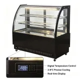Black Modern Curved Glass Cake Showcase Commercial Bakery Display Refrigerator