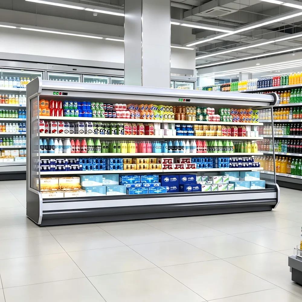 Supermarket Open Display Refrigerator Commercial Air Cooling Chiller for Meat Vegetable Fruit Drinks