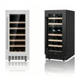 L- Built in Single Glass Door Wine Cooler Stainless Steel Undercounter Wine Fridge  for Home Kitchen Bar Wine Storage