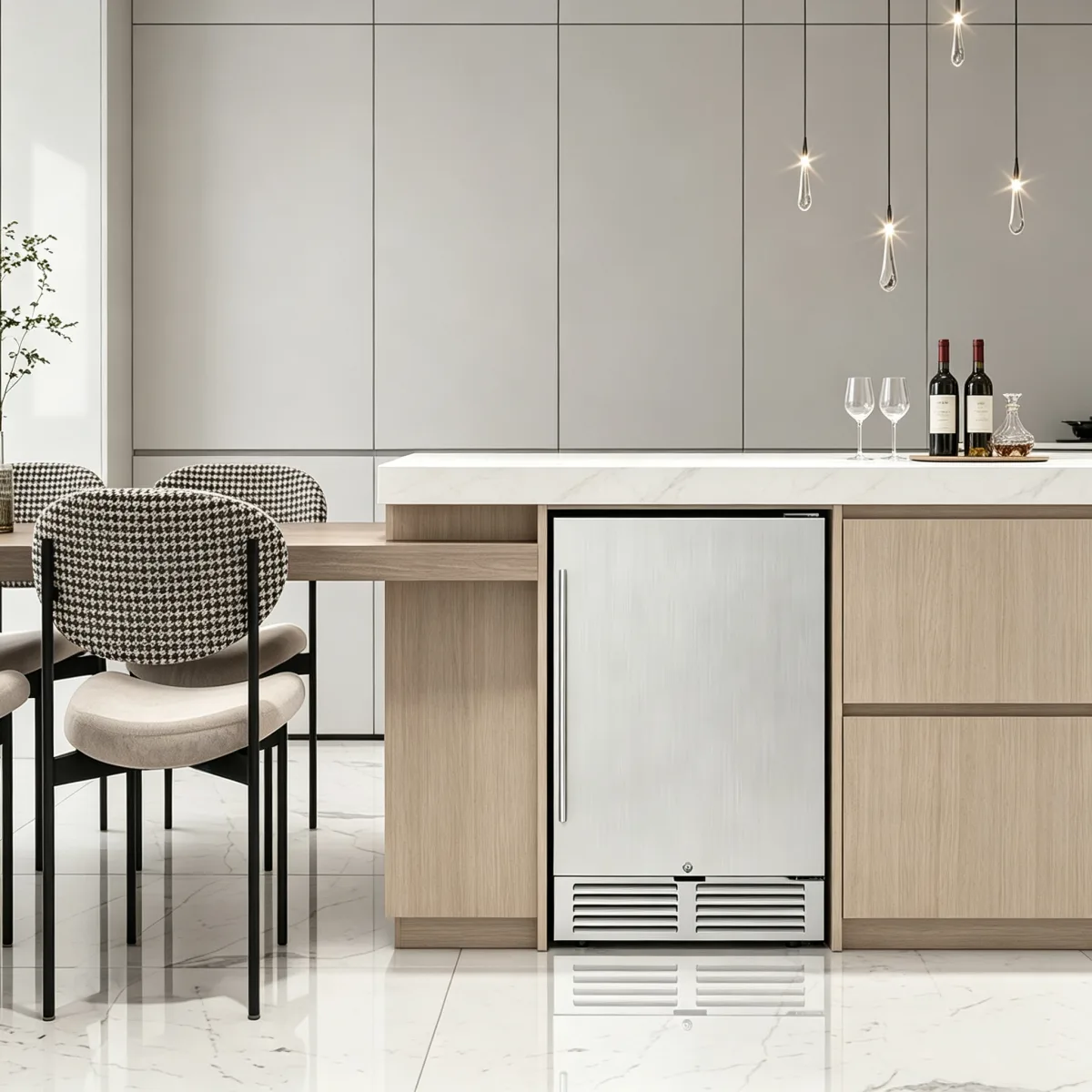 L- Energy Saving Vertical Wine Refrigerator Pull-out Wooden Racks Built-in Small Wine Display Cabinet