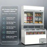 Separable Upper Vertical Freezer & Lower Multiple Sliding Chest Freezer Combo With Detachable Storage Baskets