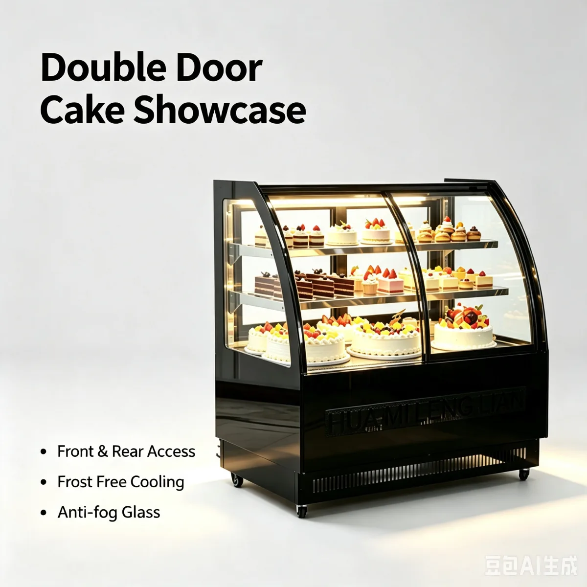 Commercial Dessert Display Chiller Back Front Access Door Silent Air Cooling Pastry Showcase