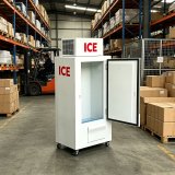 L-Commercial Wheeled Ice Storage Freezer Vertical Ice Cube Storage Cabinet for Outdoor Convenience Shop