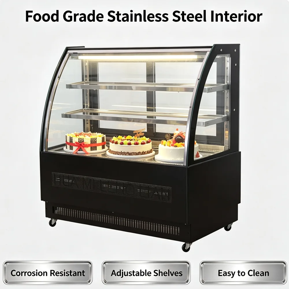 CE Certified Commercial Cake Display Cooler Export Grade Bakery Refrigerated Showcase