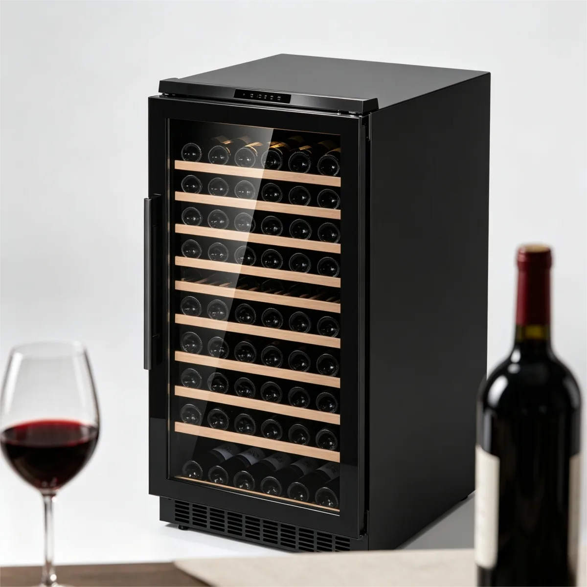 C-375L Vertical Wine Refrigerator Multi-Tier Wooden Display Racks