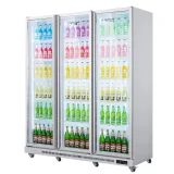 Single Double Triple Door Supermarket Beer Juice Led Display Fridge Water  showcase Vertical Chiller