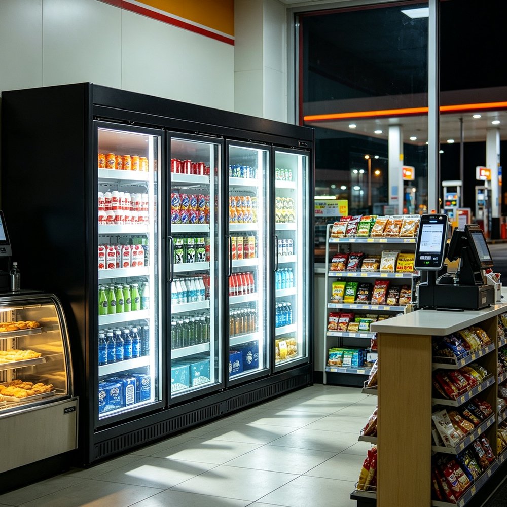 Extra Large Capacity Display Refrigerator LED Lighting Upright Refrigerated Showcase for Grocery Store