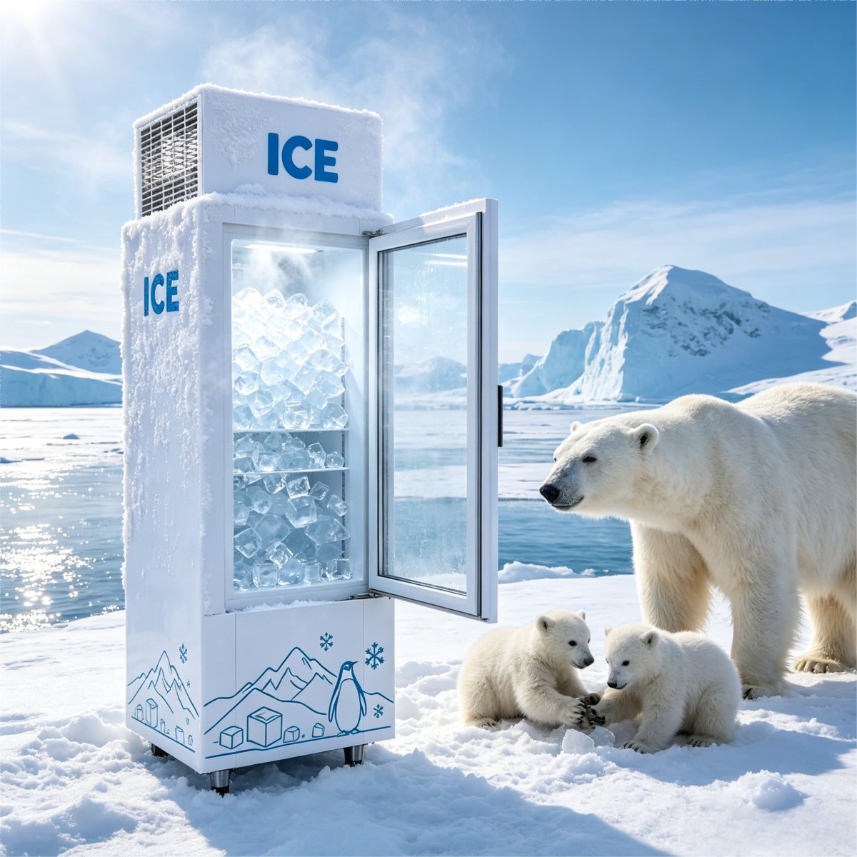 C-Custom ICE Pattern Single Door Ice Storage Freezer Fast Direct Cooling for Cold Drink Wholesale Store