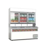 Dual-tier Combined Display Cooler with Top Blank Advertising Light Box for In-store Sales Promotion