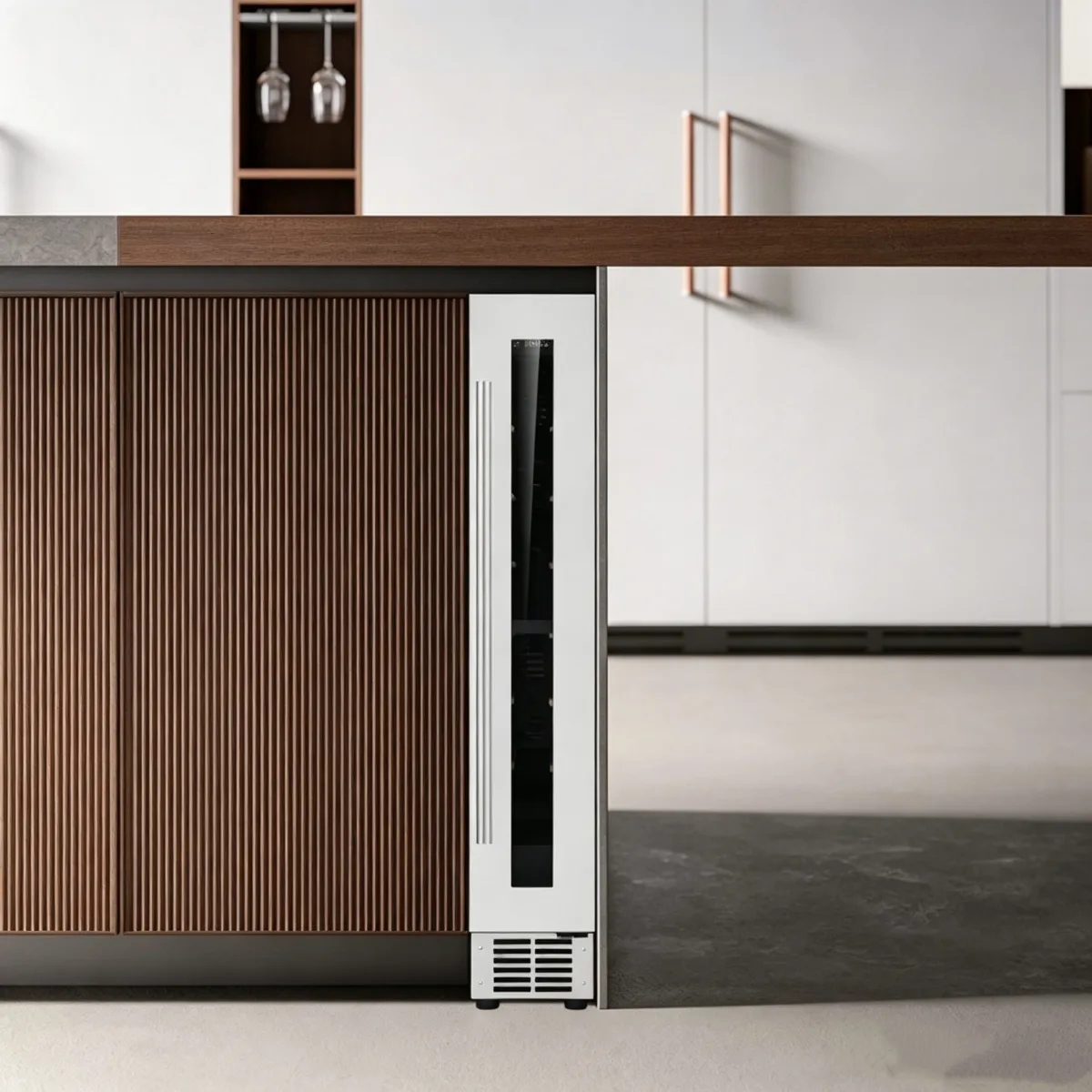 L-Built-in Single Glass Door Wine Cooler Stainless Steel Under Counter Wine Fridge