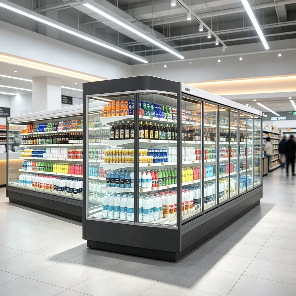Supermarket Open Display Refrigerator Commercial Air Cooling Chiller for Meat Vegetable Fruit Drinks
