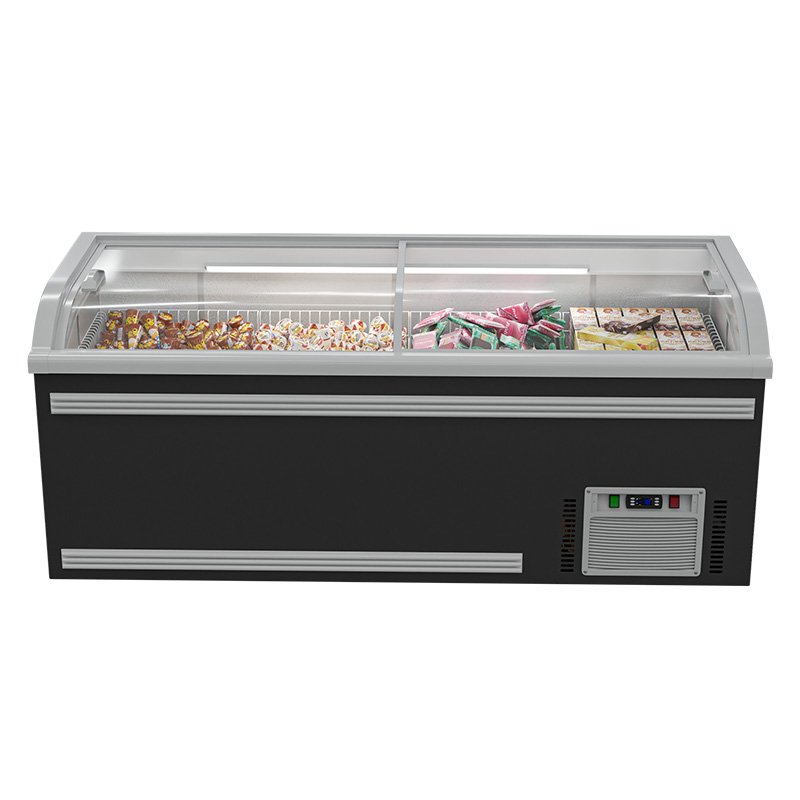 Curve Glass Cover Style Plate Freezer Horizontal Chiller Meat Frozen Display Mini Freezer for Meat