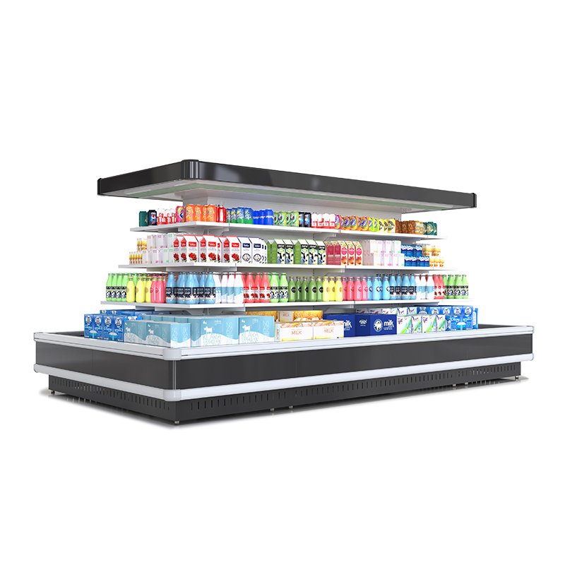 Energy Saving Black Finish Display Cooler Uniform Cooling Island Display Chiller for Beverage Display
