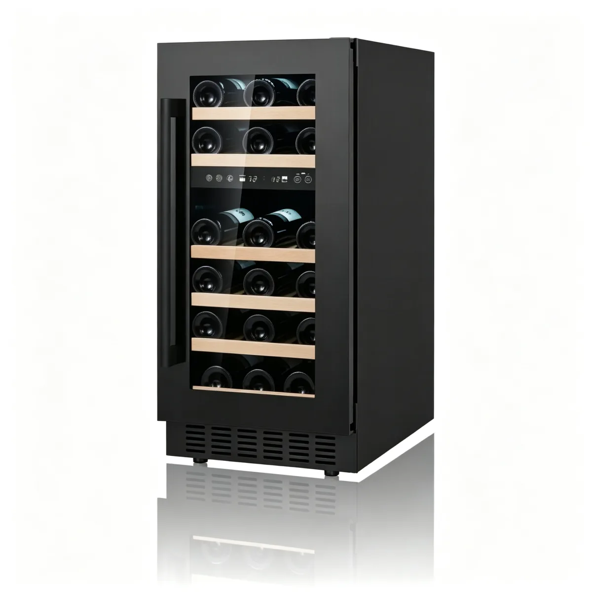 L- Built in Single Glass Door Wine Cooler Stainless Steel Undercounter Wine Fridge for Home Kitchen Bar Wine Storage