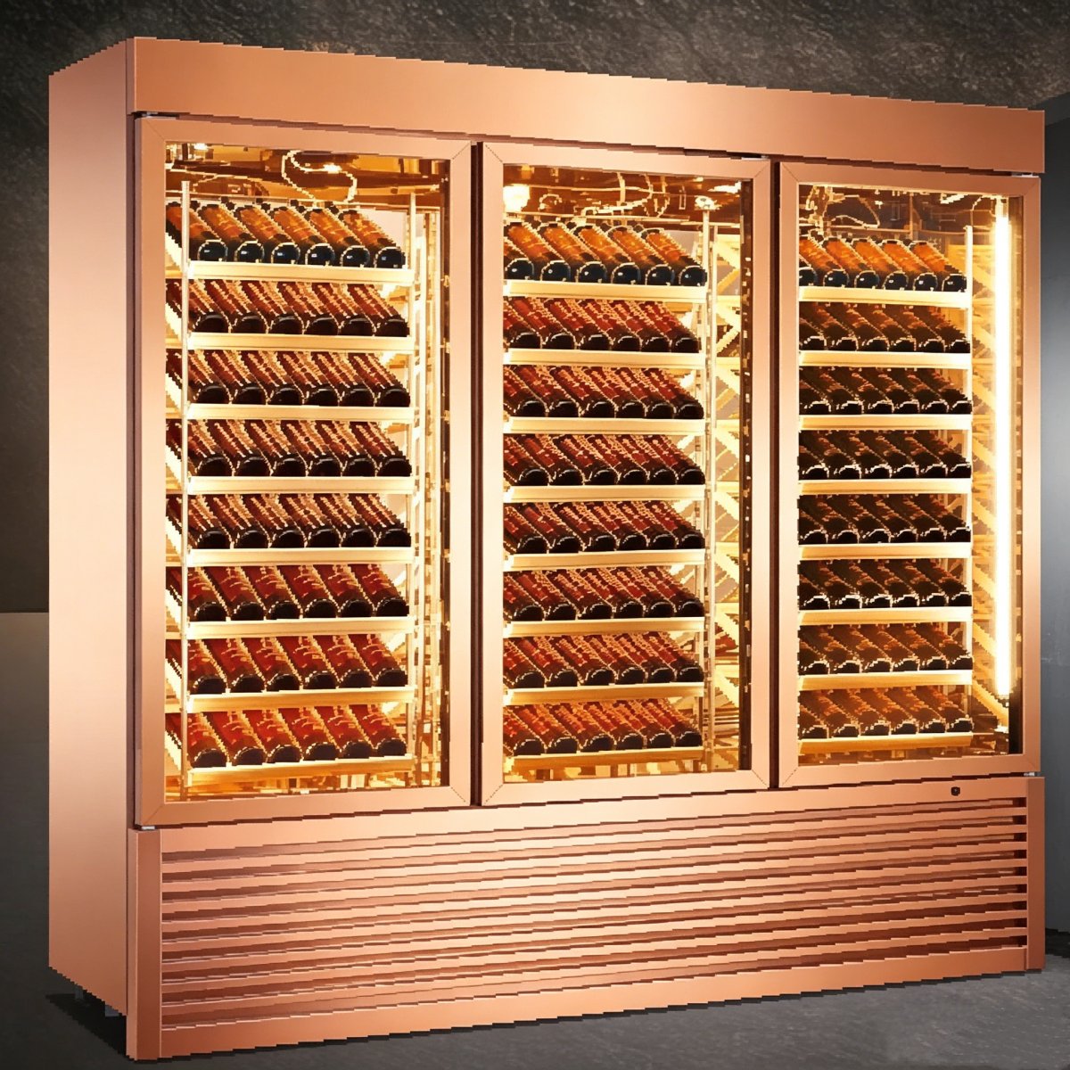 L- Large Triple Door Wine Storage Cabinet LED Light Constant Temperature Wine Cooler Commercial Wine Display Fridge