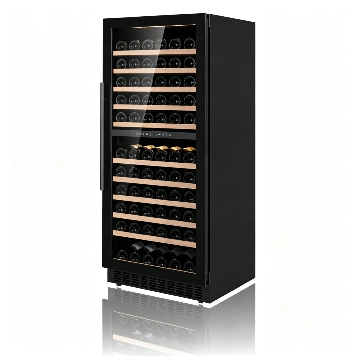 L-Reversible Hinge Wine Fridge Stainless Steel Frame Undercounter Wine Cooler for Kitchen Renovation