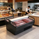 Commercial Dual Sliding Glass Frozen Island Freezer Multi Layer Storage