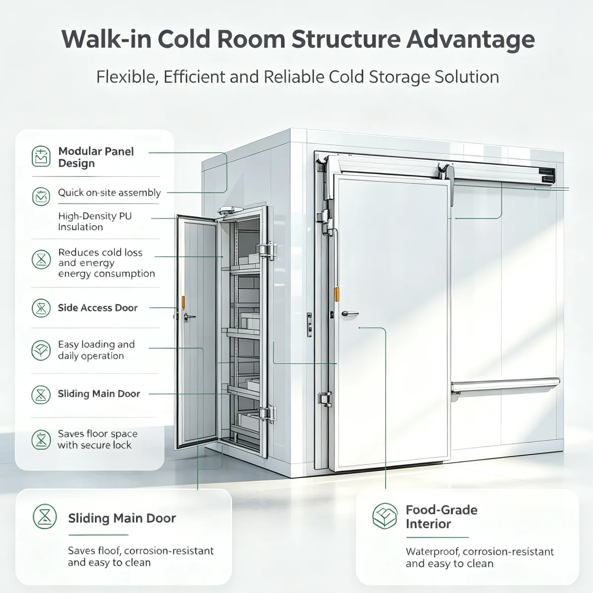 Supermarket Cold Storage Solution Custom Modular Walk-in Cooler Freezer Cold Room OEM ODM