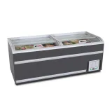 Supermarket Central Island Freezer Modular Splicable Commercial Deep Freezer With Panoramic Curved Glass