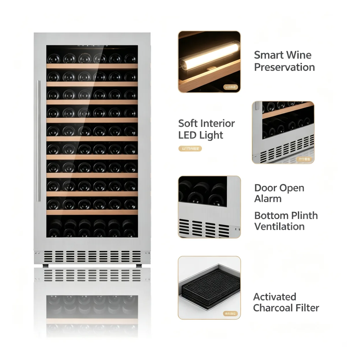 C-265L Large Vertical Built-in Wine Refrigerator 5-20℃ Cooler