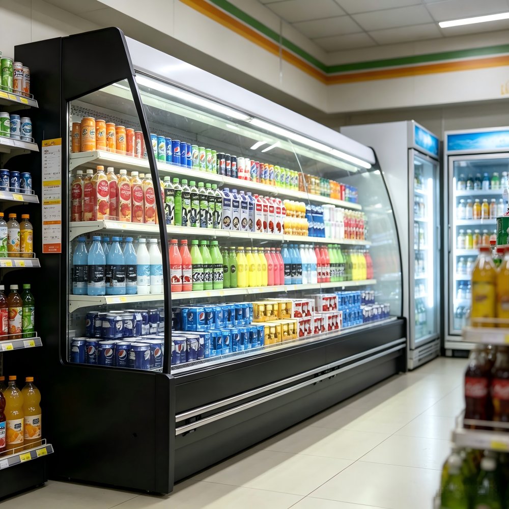 Tempered Glass Front Beverage Cooler Digital Thermostat Open Display Chiller for Fresh Dairy