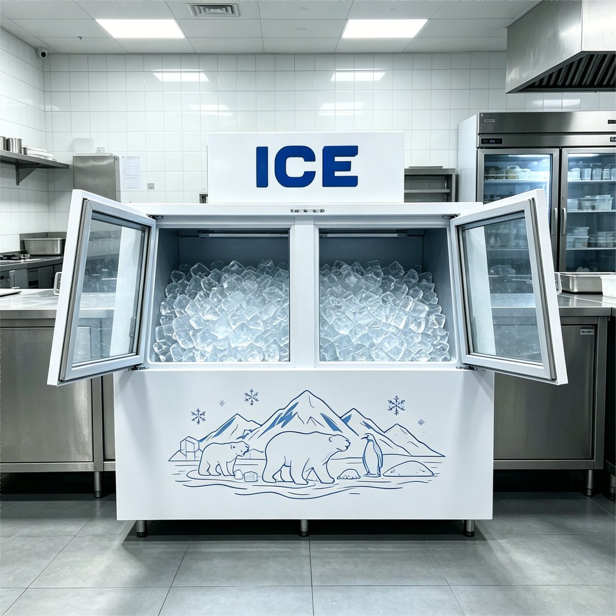 C-Movable Brake Casters Vertical Ice Storage Freezer Supermarket Cold Drink Shop Use