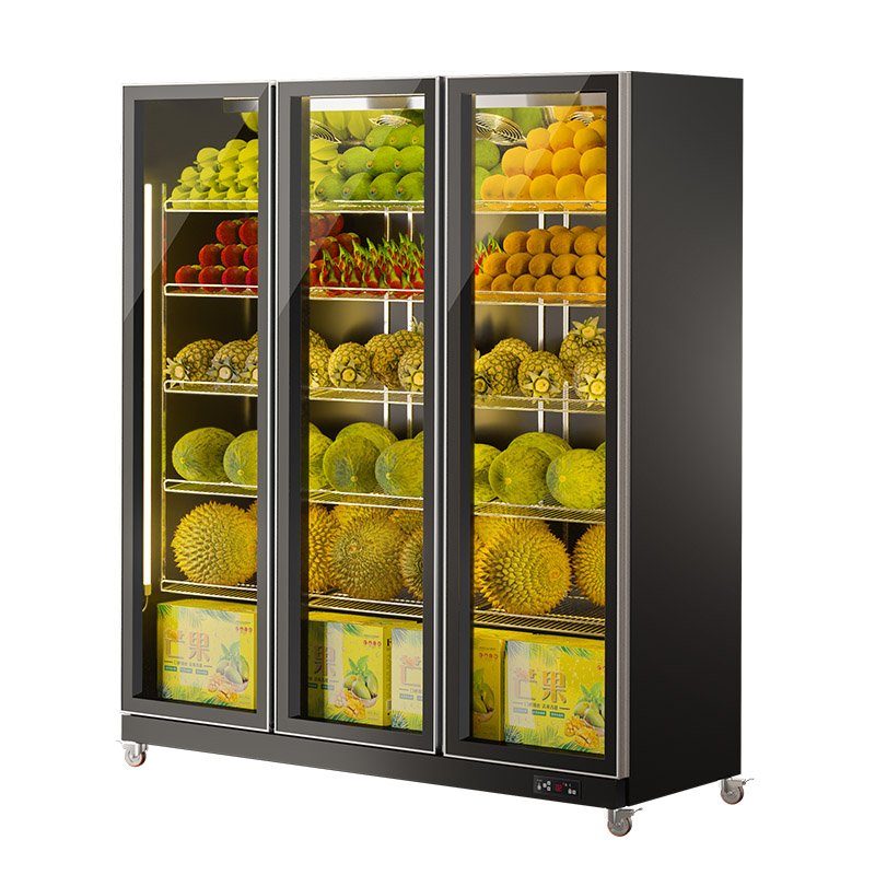 Commercial Fresh Fruit Refrigerators for Fruits and Vegetables Glass Door Vertical Display Cabinet