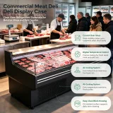 Adjustable Temperature Open Front Meat Refrigerated Cooler Packaged Fresh Pork Seafood Showcase