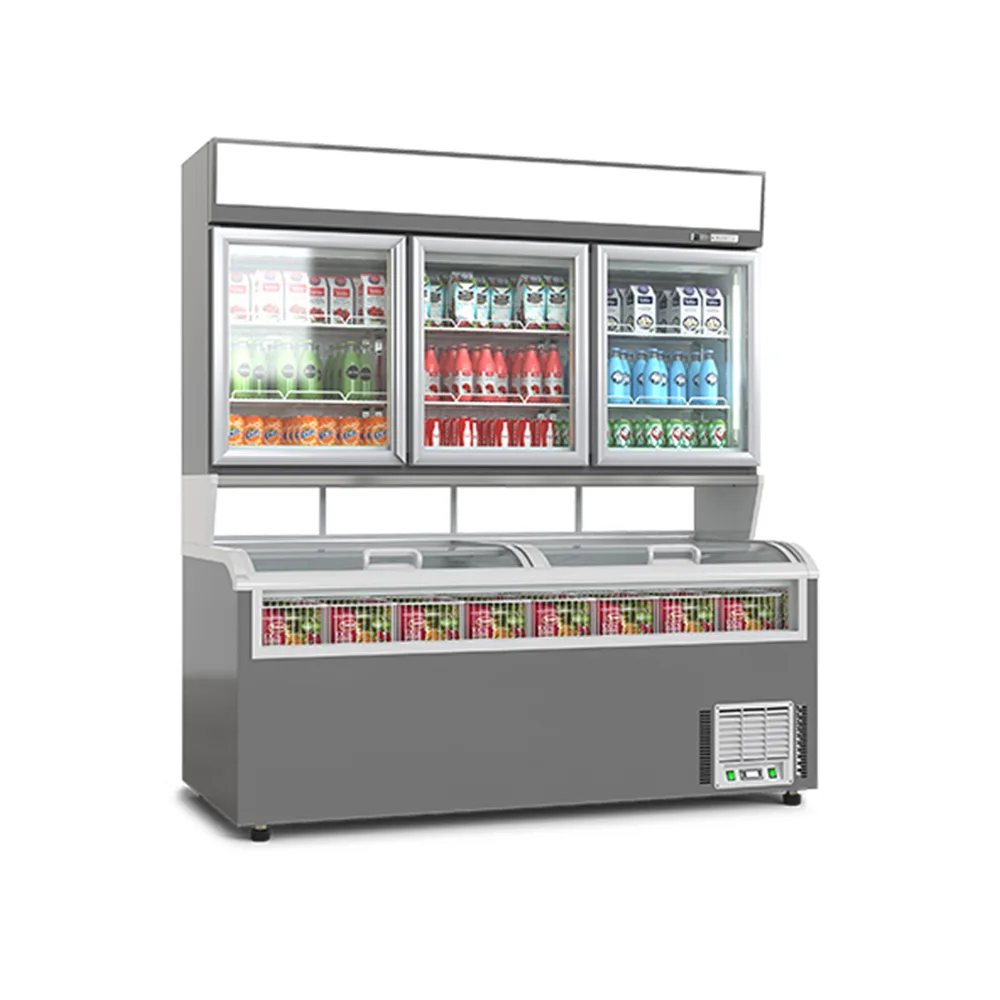 Large Two-layer Storage Refrigerated Merchandiser Fitted with Height Adjustable Beverage Display Shelves
