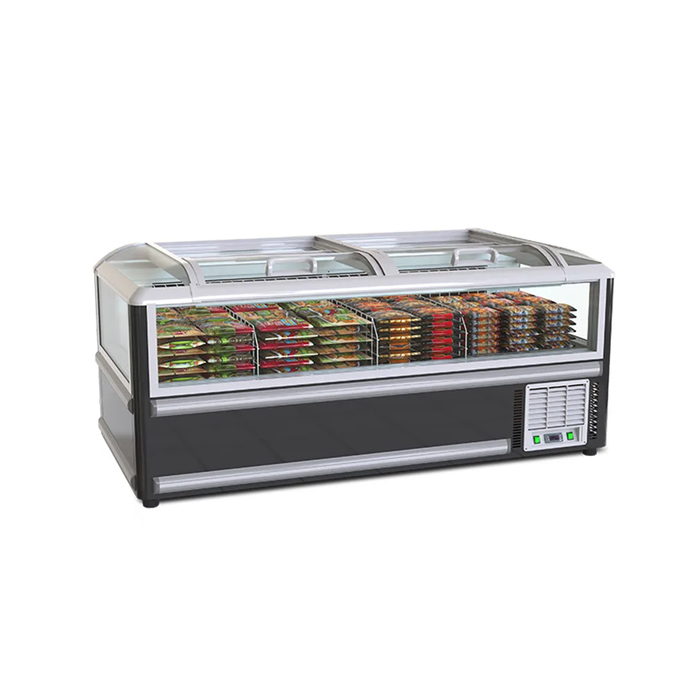 Low Power Commercial Meat Seafood Display Freezer With Full View Side Glass
