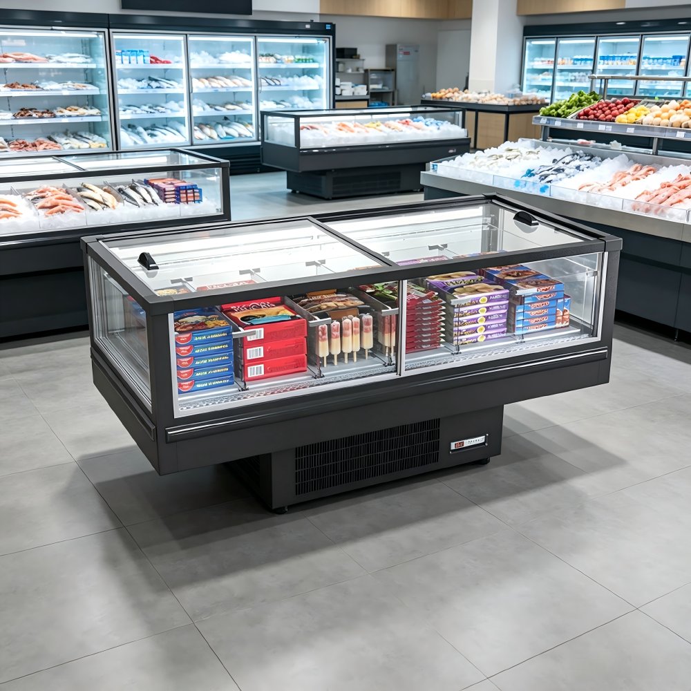 Stepped Open Fresh Meat Display Cooler Digital Thermostat Commercial Refrigerated Display Case