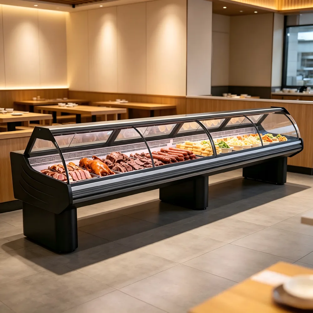 Commercial Countertop Deli Cooler Anti-Fog Tempered Glass Cooked Food Display Cabinet With LED Light