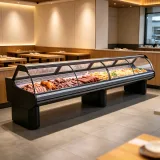 Commercial Countertop Deli Cooler Anti-Fog Tempered Glass Cooked Food Display Cabinet With LED Light
