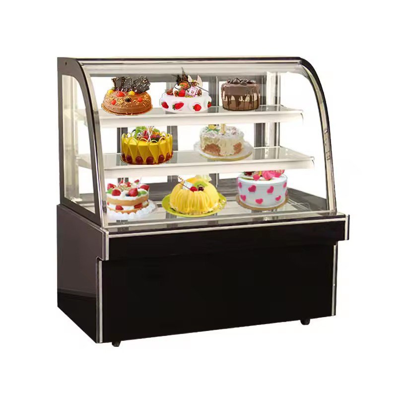 Table Top Glass Door Refrigerated Cake Display Fridge with Adjustable Multi-Tier Shelves Bakery Showcase