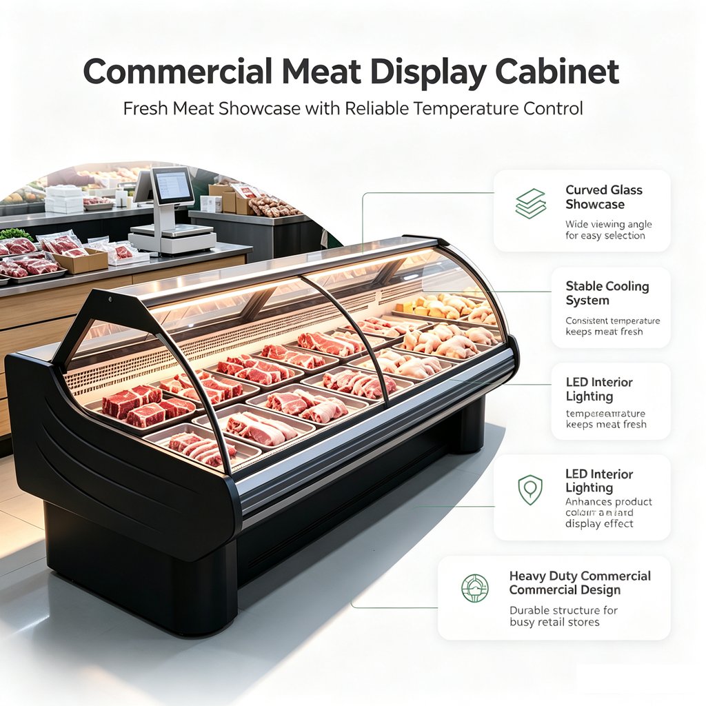 Right Angle Refrigerated Deli Display Case Air Cooling Cooked Food Meat Showcase for Supermarket Deli Shop