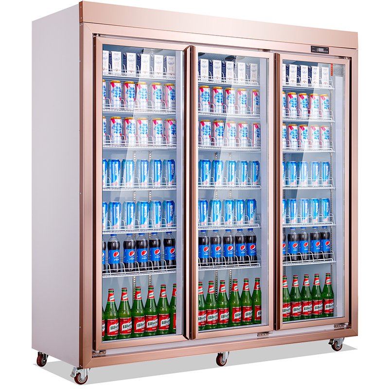 Commercial Stainless Steel Glass Door Beer Fridge Drink Cooler Outdoor Refrigerator