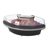 Fan Shape Curved Corner Meat Display Cooler Air Cooling Raw Meat Refrigerated Showcase
