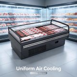Energy Saving Open Top Island Refrigerator Even Air Cooling Meat Deli Display Cabinet