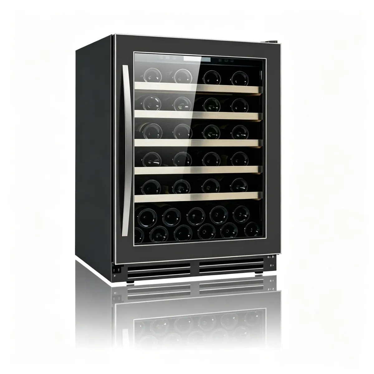 L- Low Vibration Compressor Wine Fridge Freestanding & Built-in Dual Use Vertical Wine Storage Cabinet