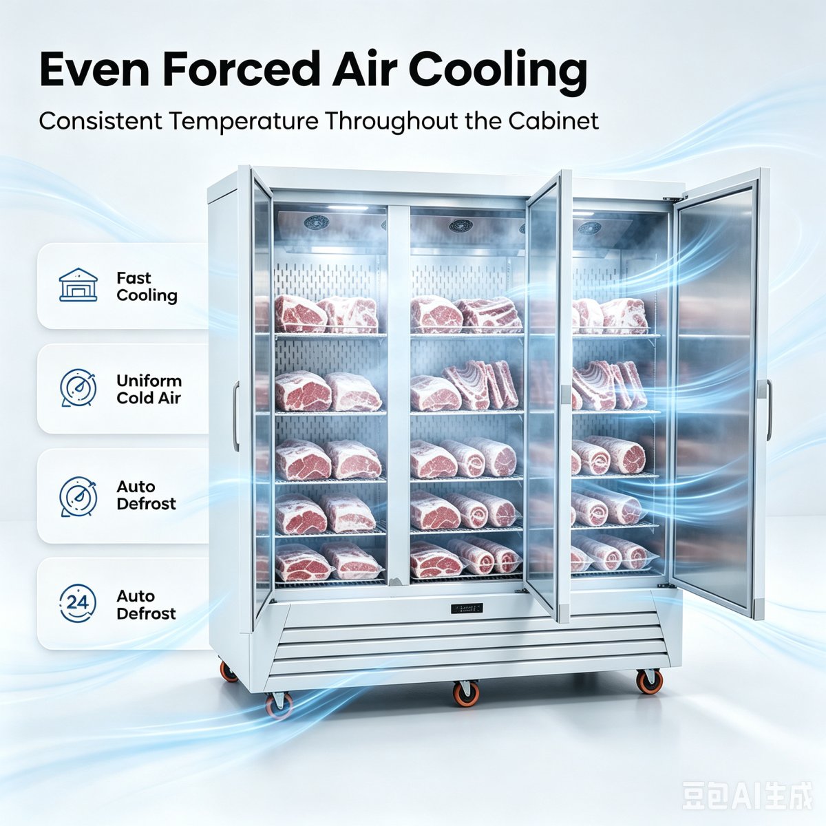Double Door Stainless Steel Commercial Upright Refrigerator for Restaurant Hotel