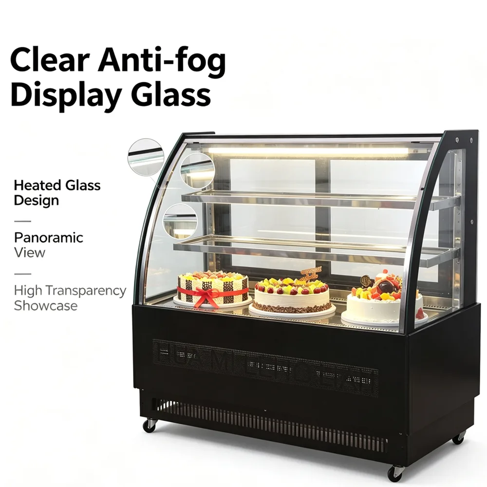 CE Certified Commercial Cake Display Cooler Export Grade Bakery Refrigerated Showcase