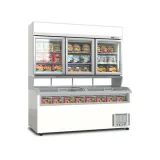 Anti-Fog Full View Glass Combined Freezer Built-In LED Lighting for Frozen Dumpling Seafood Retail Merchandising