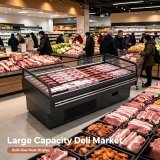 Uniform Air Flow Open Island Meat Display Cooler Inhibit Bacteria for Fresh Meat Cold Cuts Storage