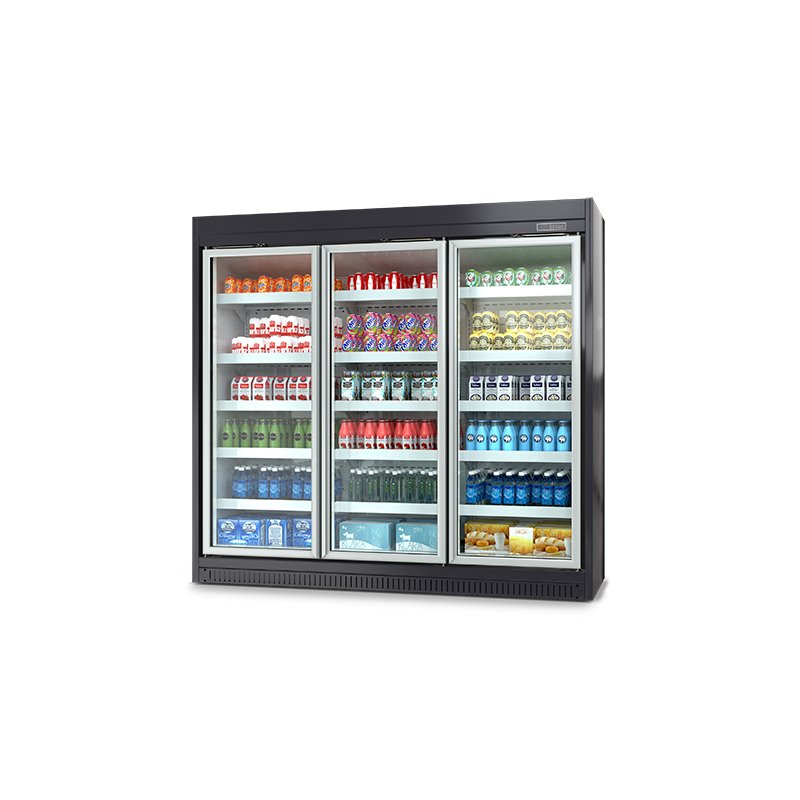 Frost Free Upright Display Refrigerator Double Layer Glass Upright Refrigerated Showcase for Drinks Display